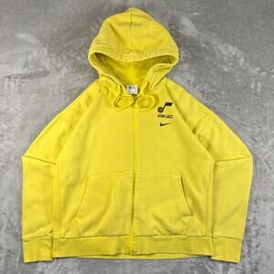 Utah jazz Nike NBA yellow zip up logo hooded size large